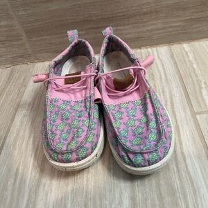 Simply Southern Pink and Green Patterned Loafers